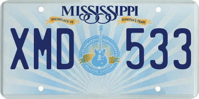 MS license plate XMD533