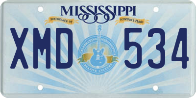 MS license plate XMD534