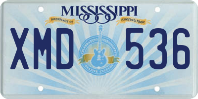 MS license plate XMD536