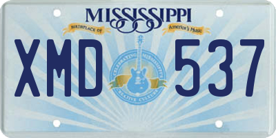 MS license plate XMD537