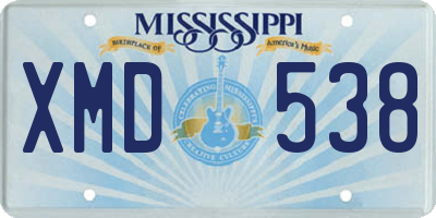 MS license plate XMD538