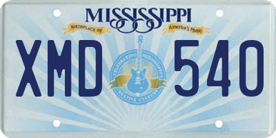 MS license plate XMD540