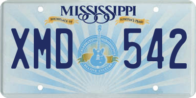 MS license plate XMD542