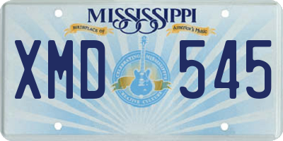 MS license plate XMD545