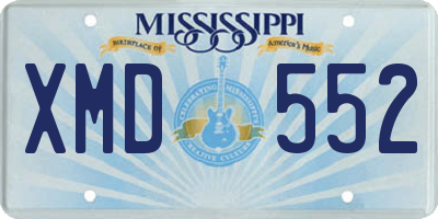 MS license plate XMD552