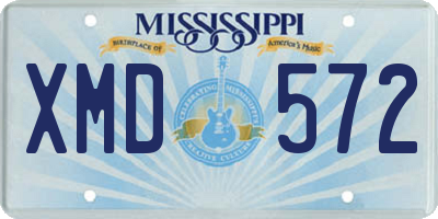 MS license plate XMD572