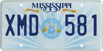 MS license plate XMD581