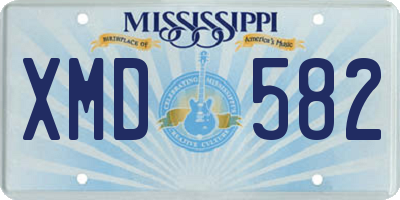 MS license plate XMD582