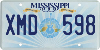 MS license plate XMD598