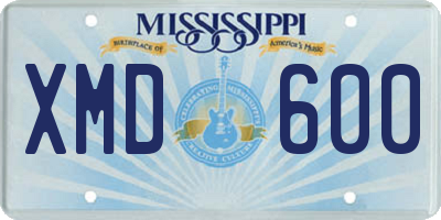 MS license plate XMD600