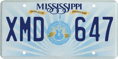 MS license plate XMD647