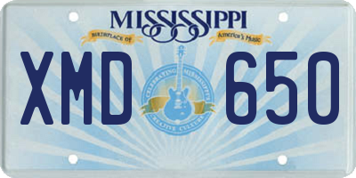 MS license plate XMD650