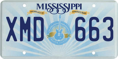 MS license plate XMD663
