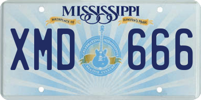 MS license plate XMD666