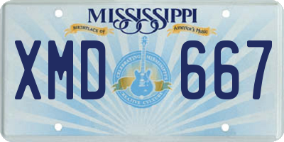 MS license plate XMD667