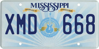 MS license plate XMD668