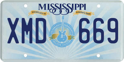MS license plate XMD669