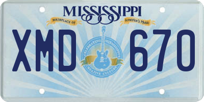 MS license plate XMD670