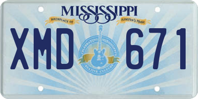 MS license plate XMD671