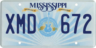 MS license plate XMD672