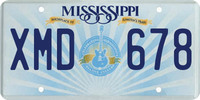 MS license plate XMD678