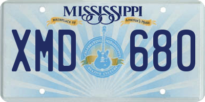 MS license plate XMD680
