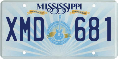 MS license plate XMD681