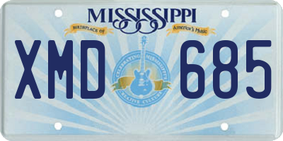 MS license plate XMD685