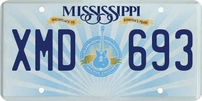 MS license plate XMD693