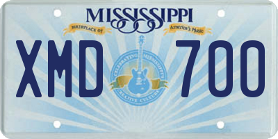 MS license plate XMD700