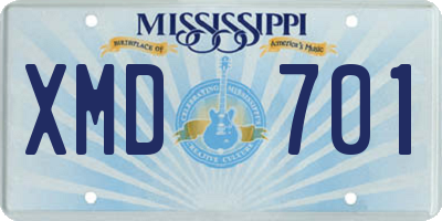 MS license plate XMD701