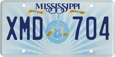 MS license plate XMD704