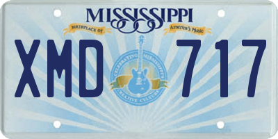 MS license plate XMD717