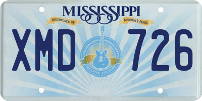 MS license plate XMD726