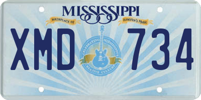 MS license plate XMD734