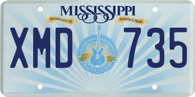 MS license plate XMD735