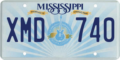 MS license plate XMD740