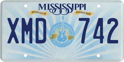 MS license plate XMD742