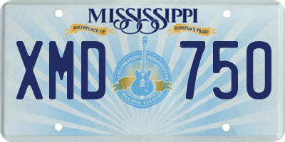 MS license plate XMD750