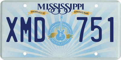 MS license plate XMD751