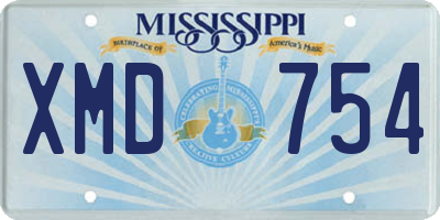 MS license plate XMD754