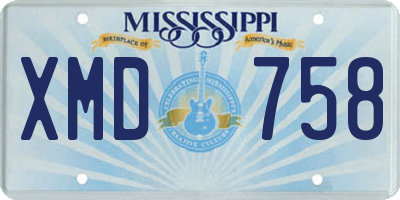 MS license plate XMD758