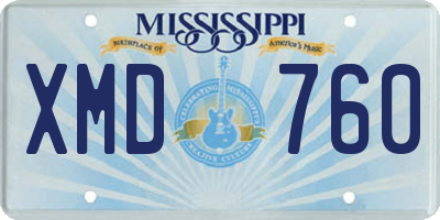 MS license plate XMD760