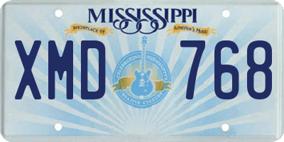 MS license plate XMD768