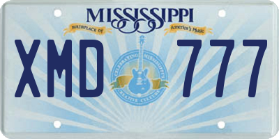 MS license plate XMD777