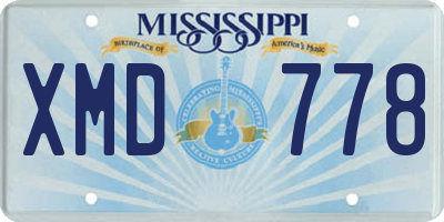 MS license plate XMD778