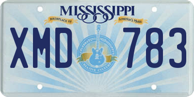 MS license plate XMD783