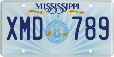 MS license plate XMD789