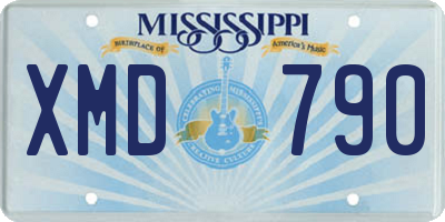 MS license plate XMD790
