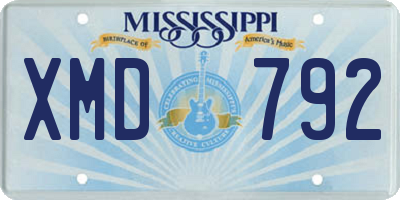 MS license plate XMD792